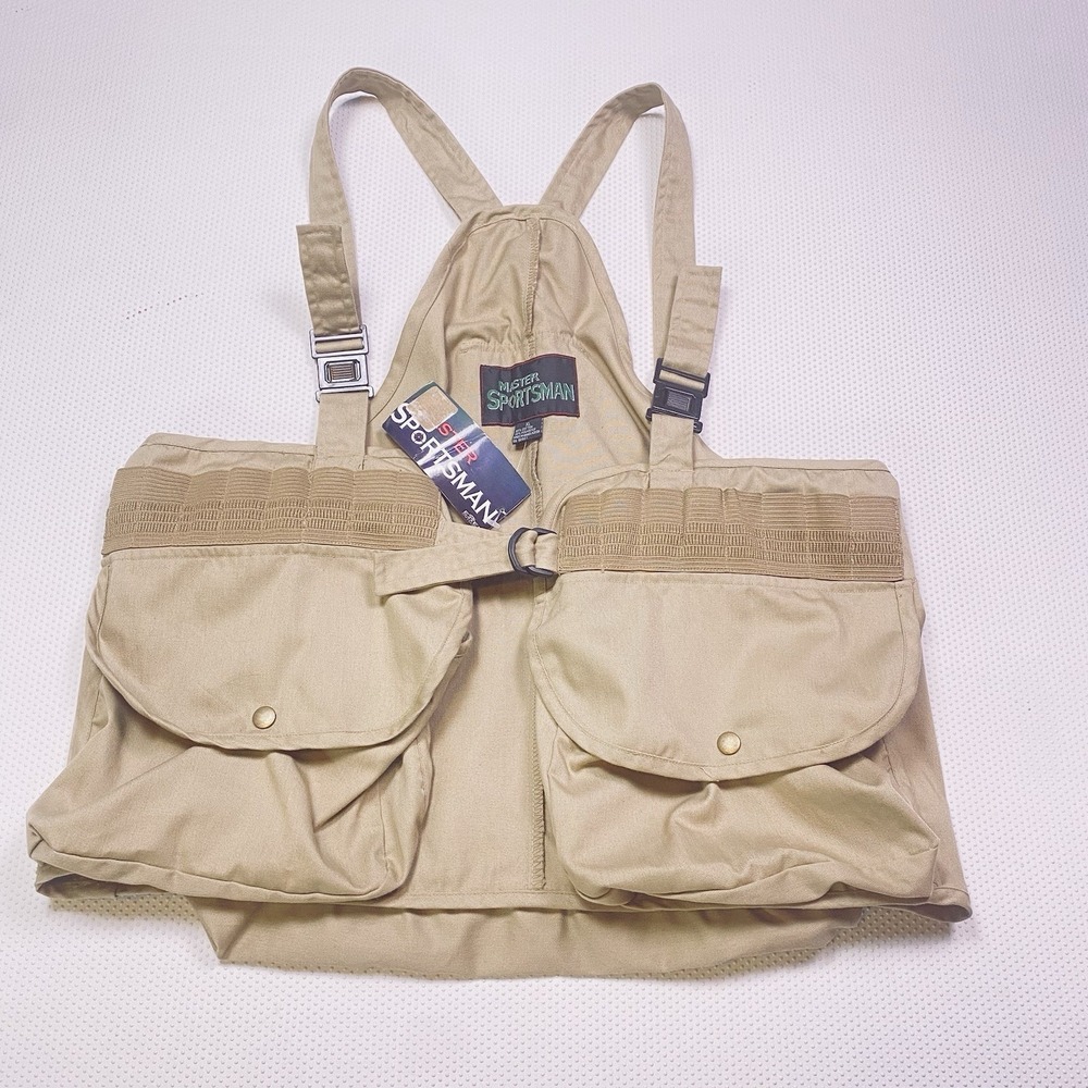 Master Sportsman Hunting Vest With Game Pouch Pockets Beige Tan XL